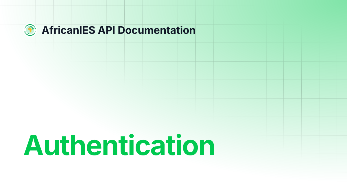 Authentication | AfricanIES API Documentation